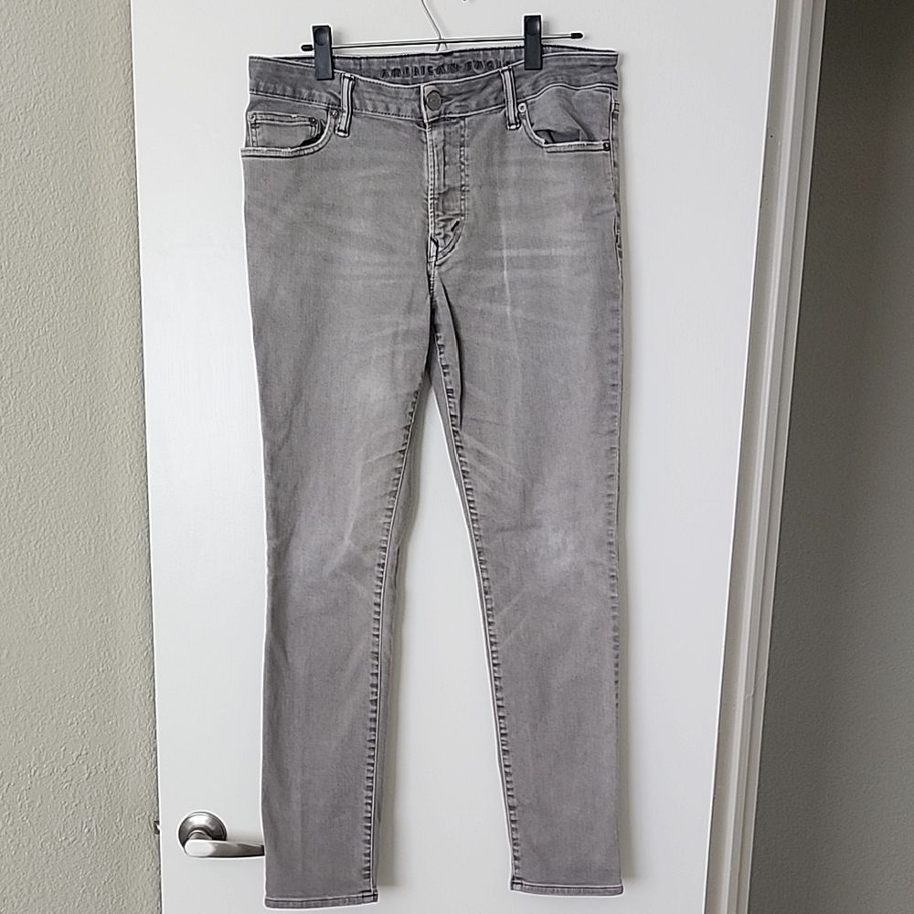 American Eagle Men's Light Gray Slim Fit Jeans | 33x32